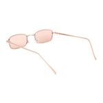 Mens Small Snug Narrow Rectangular Pimp Metal Rim Sunglasses