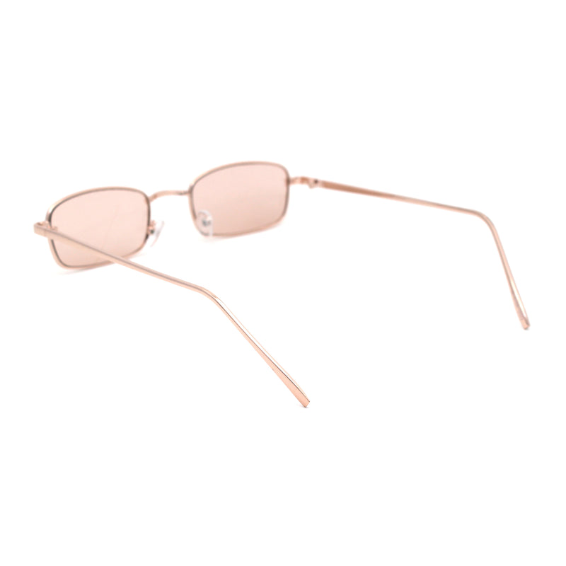 Mens Small Snug Narrow Rectangular Pimp Metal Rim Sunglasses