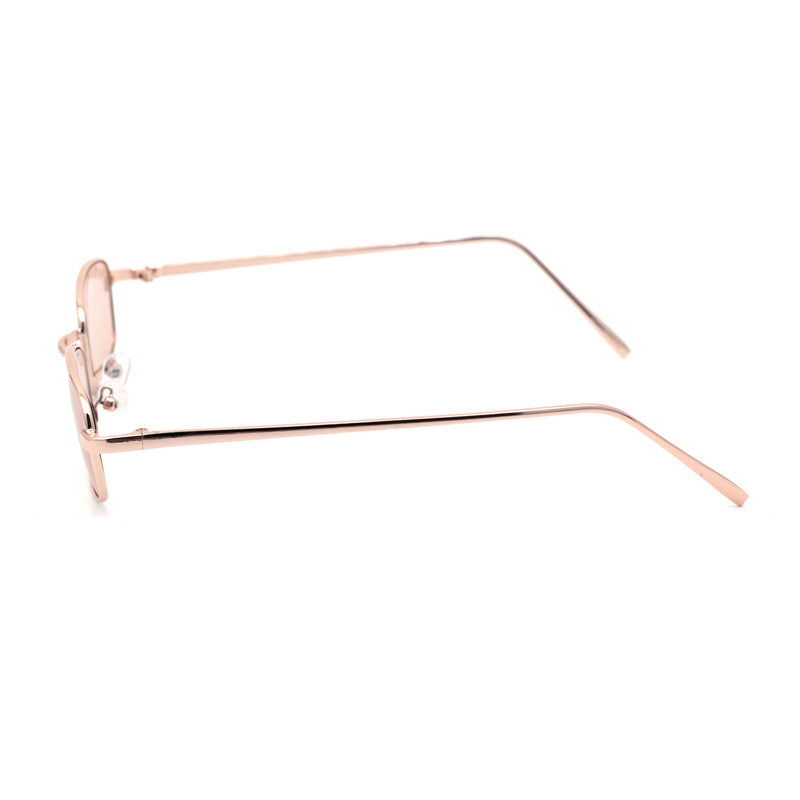 Mens Small Snug Narrow Rectangular Pimp Metal Rim Sunglasses