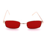 Mens Small Snug Narrow Rectangular Pimp Metal Rim Sunglasses