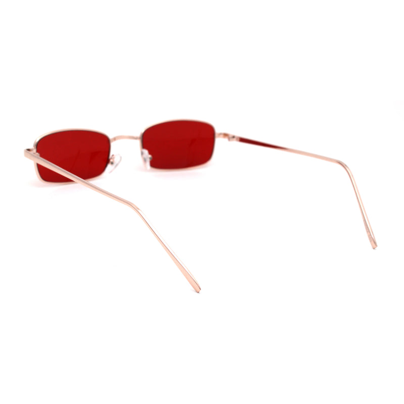 Mens Small Snug Narrow Rectangular Pimp Metal Rim Sunglasses