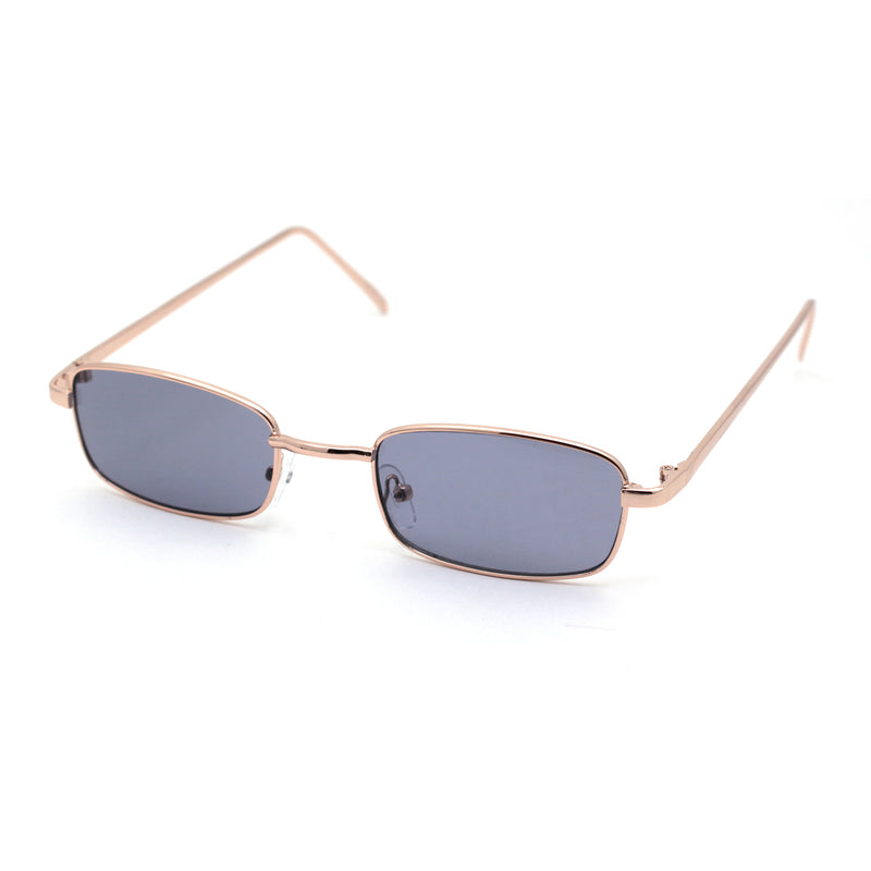 Mens Small Snug Narrow Rectangular Pimp Metal Rim Sunglasses