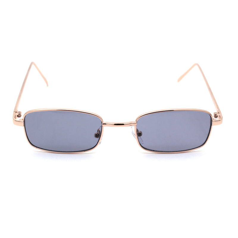 Mens Small Snug Narrow Rectangular Pimp Metal Rim Sunglasses