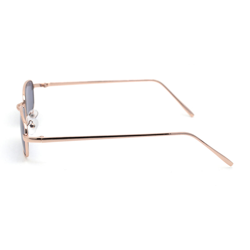 Mens Small Snug Narrow Rectangular Pimp Metal Rim Sunglasses