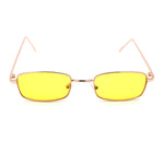 Mens Small Snug Narrow Rectangular Pimp Metal Rim Sunglasses
