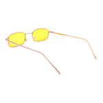 Mens Small Snug Narrow Rectangular Pimp Metal Rim Sunglasses