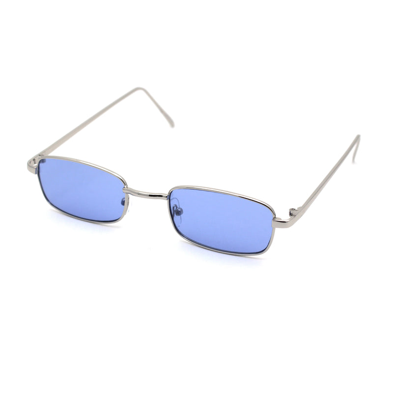 Mens Small Snug Narrow Rectangular Pimp Metal Rim Sunglasses