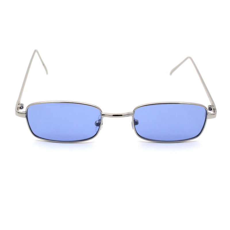 Mens Small Snug Narrow Rectangular Pimp Metal Rim Sunglasses