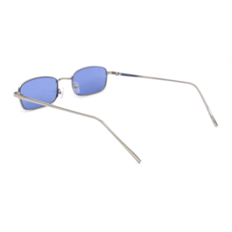 Mens Small Snug Narrow Rectangular Pimp Metal Rim Sunglasses