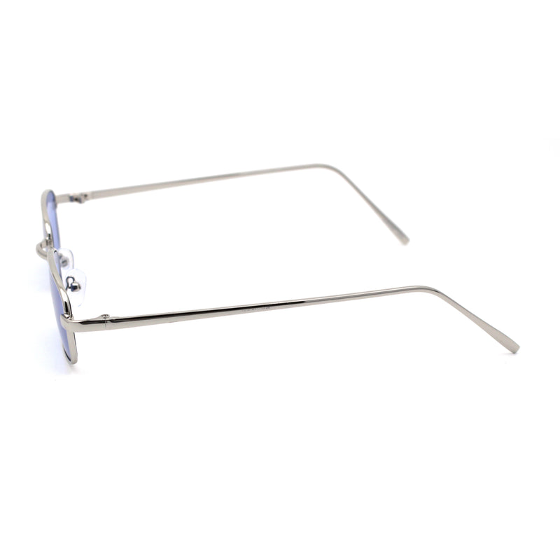Mens Small Snug Narrow Rectangular Pimp Metal Rim Sunglasses
