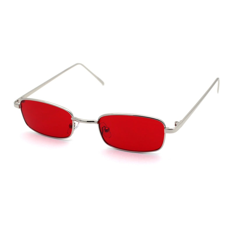 Mens Small Snug Narrow Rectangular Pimp Metal Rim Sunglasses