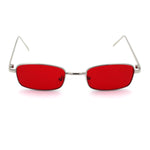 Mens Small Snug Narrow Rectangular Pimp Metal Rim Sunglasses