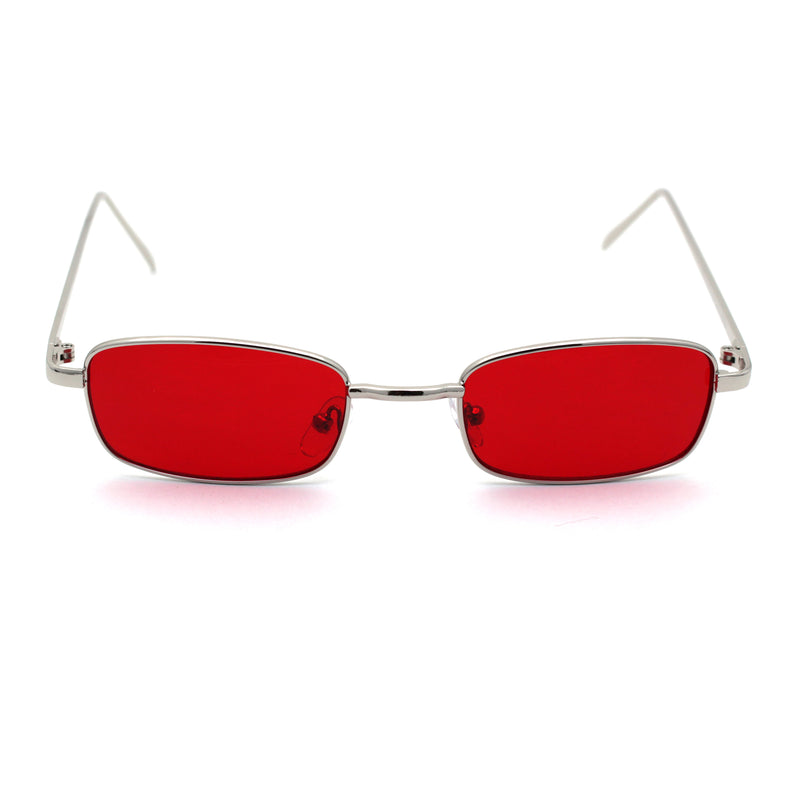 Mens Small Snug Narrow Rectangular Pimp Metal Rim Sunglasses