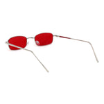 Mens Small Snug Narrow Rectangular Pimp Metal Rim Sunglasses