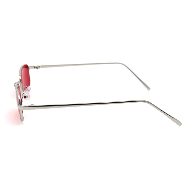 Mens Small Snug Narrow Rectangular Pimp Metal Rim Sunglasses