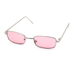 Mens Small Snug Narrow Rectangular Pimp Metal Rim Sunglasses