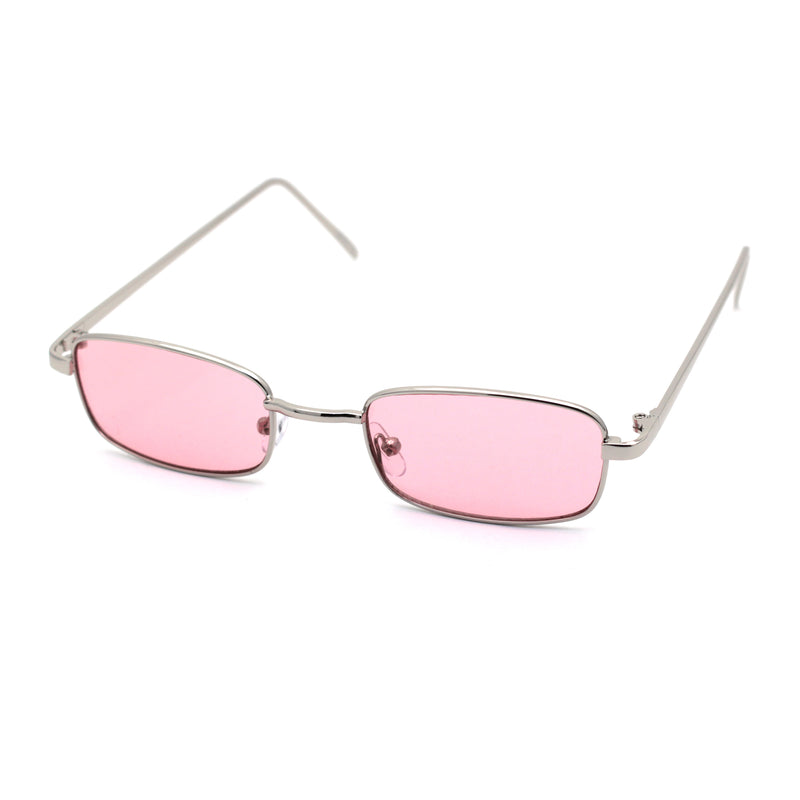 Mens Small Snug Narrow Rectangular Pimp Metal Rim Sunglasses