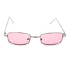 Mens Small Snug Narrow Rectangular Pimp Metal Rim Sunglasses