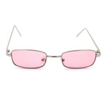 Mens Small Snug Narrow Rectangular Pimp Metal Rim Sunglasses
