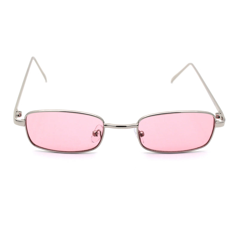 Mens Small Snug Narrow Rectangular Pimp Metal Rim Sunglasses