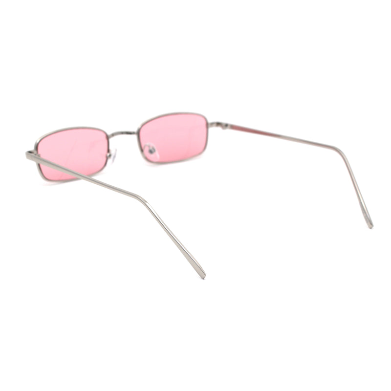 Mens Small Snug Narrow Rectangular Pimp Metal Rim Sunglasses