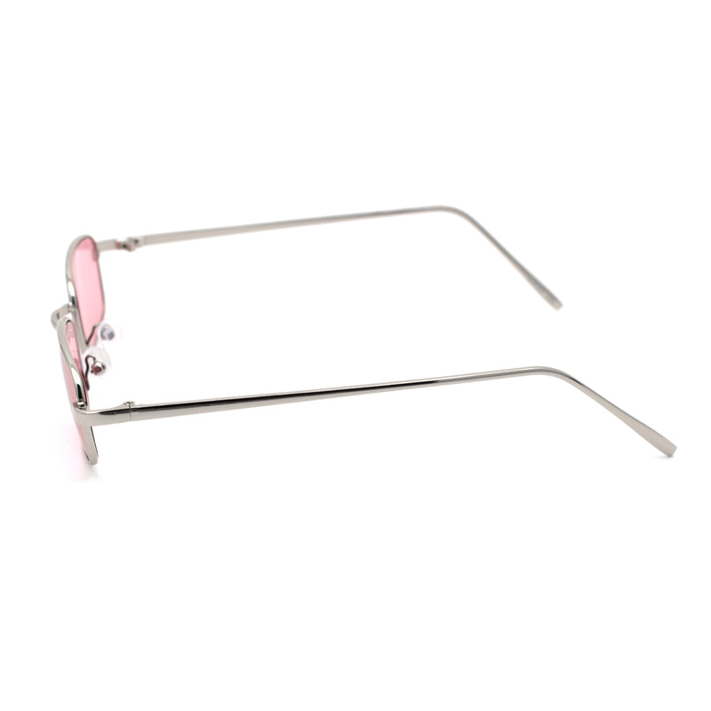 Mens Small Snug Narrow Rectangular Pimp Metal Rim Sunglasses