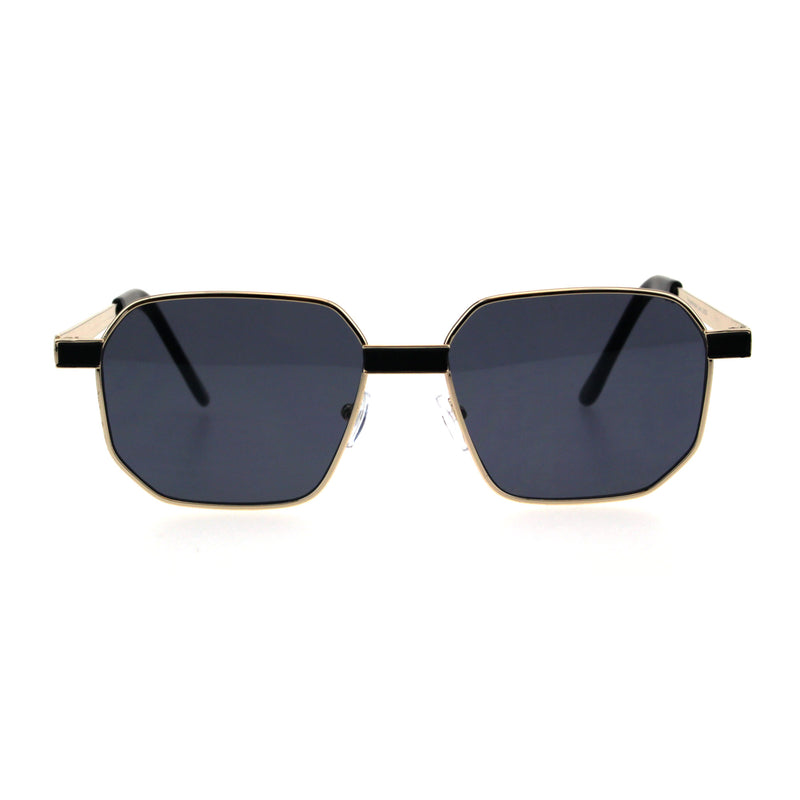 Mens Rigid Squared Rectangular Minimal Metal Fashion Sunglasses