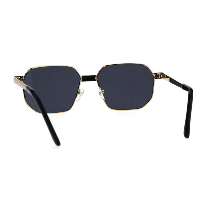 Mens Rigid Squared Rectangular Minimal Metal Fashion Sunglasses