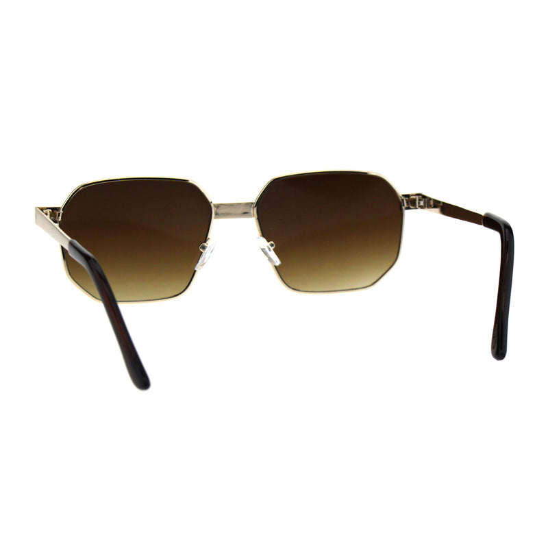 Mens Rigid Squared Rectangular Minimal Metal Fashion Sunglasses