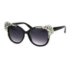 Womens Large Rhinestone Jewel Trim Plastic Butterfly Sunglasses