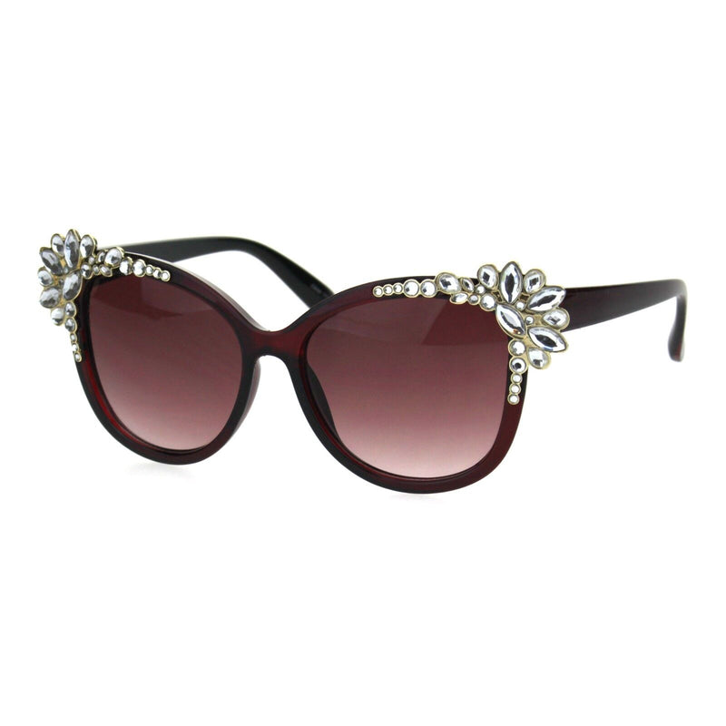 Womens Large Rhinestone Jewel Trim Plastic Butterfly Sunglasses