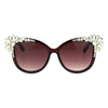 Womens Large Rhinestone Jewel Trim Plastic Butterfly Sunglasses