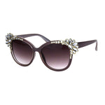 Womens Large Rhinestone Jewel Trim Plastic Butterfly Sunglasses