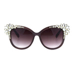 Womens Large Rhinestone Jewel Trim Plastic Butterfly Sunglasses