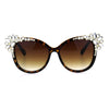 Womens Large Rhinestone Jewel Trim Plastic Butterfly Sunglasses