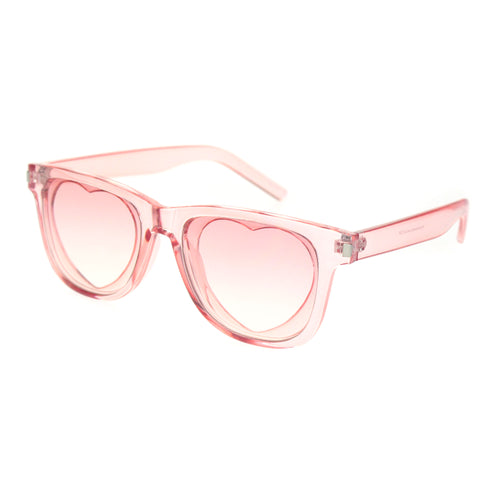 Unisex Heart Shape Cutout Lens Horn Rim Hipster Plastic Sunglasses