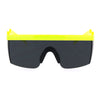 Flat Top Crooked Bolt Arm Goggle Style Color Mirror Shield 80s Sunglasses