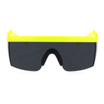 Flat Top Crooked Bolt Arm Goggle Style Color Mirror Shield 80s Sunglasses