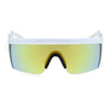 Flat Top Crooked Bolt Arm Goggle Style Color Mirror Shield 80s Sunglasses