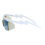 Flat Top Crooked Bolt Arm Goggle Style Color Mirror Shield 80s Sunglasses