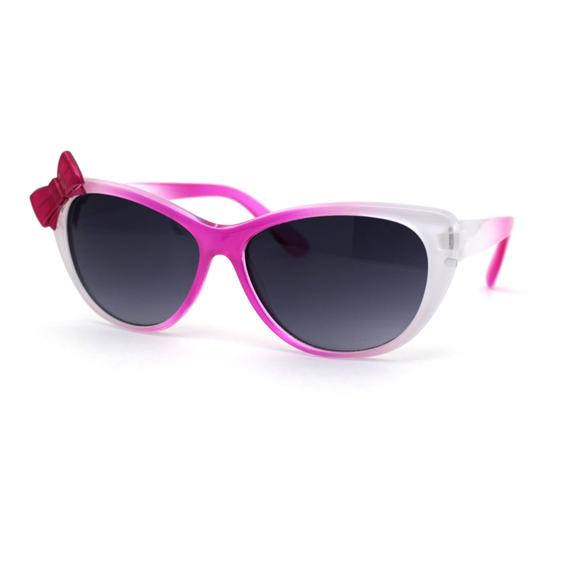 Child Size Girls Cat Eye Ribbon Trim Plastic Fashion Sunglasses