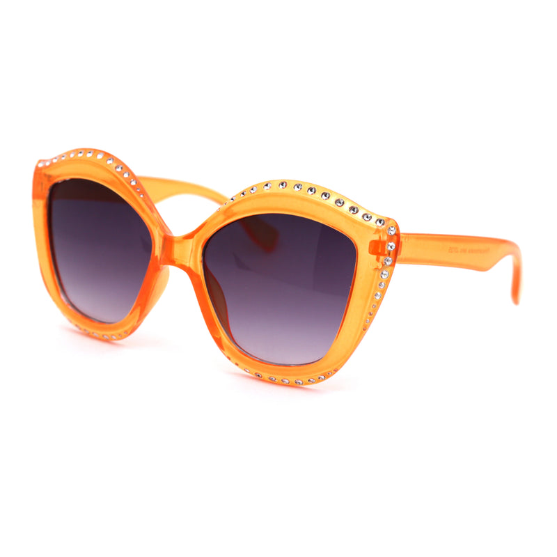 Kid Size Girls Bling Engrave Thick Plastic Butterfly Sunglasses