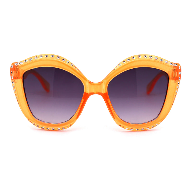Kid Size Girls Bling Engrave Thick Plastic Butterfly Sunglasses
