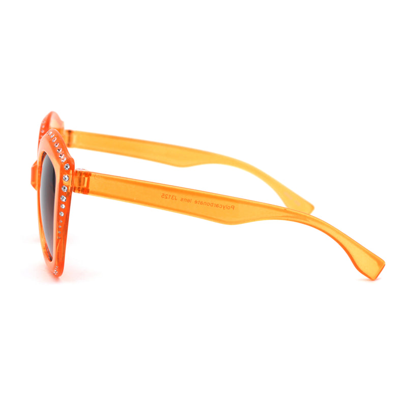 Kid Size Girls Bling Engrave Thick Plastic Butterfly Sunglasses