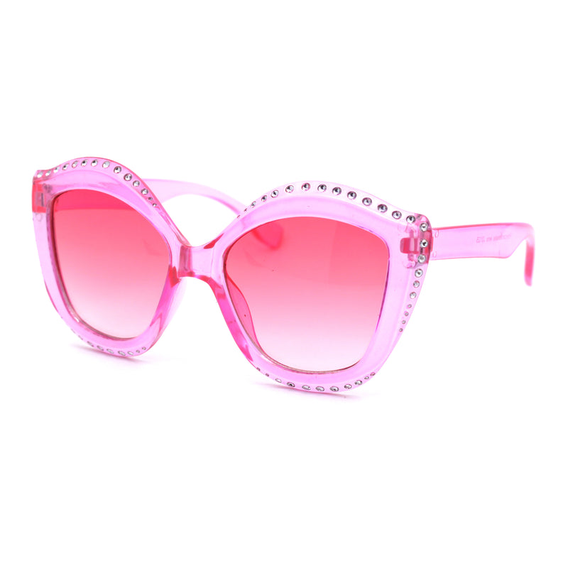 Kid Size Girls Bling Engrave Thick Plastic Butterfly Sunglasses