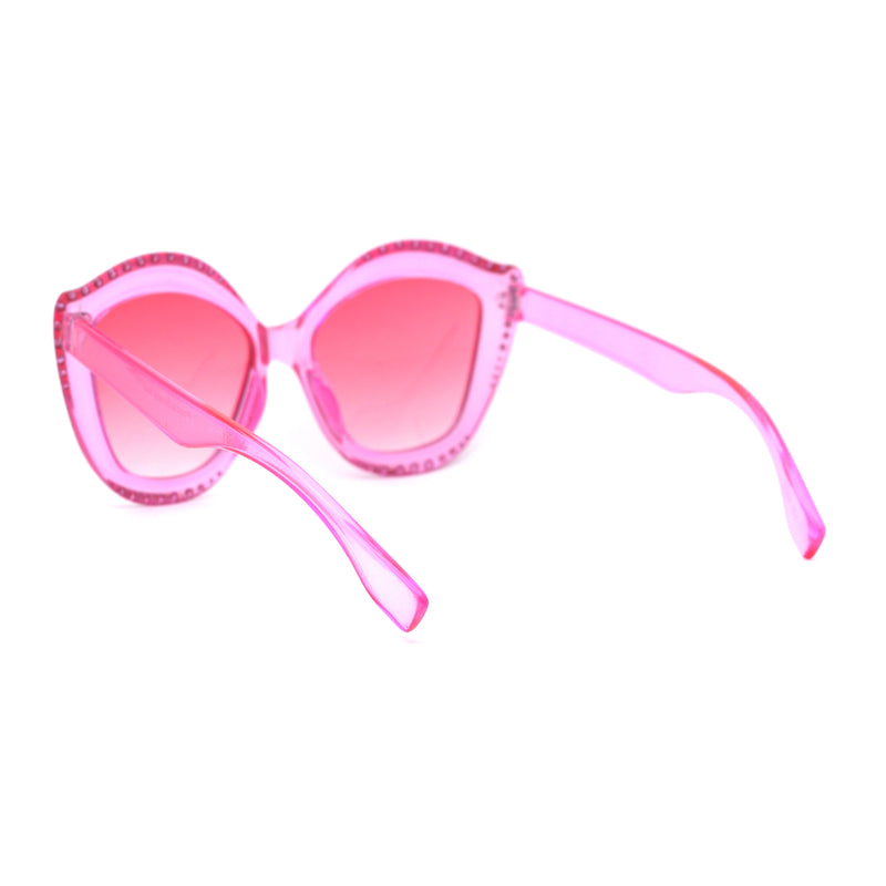 Kid Size Girls Bling Engrave Thick Plastic Butterfly Sunglasses