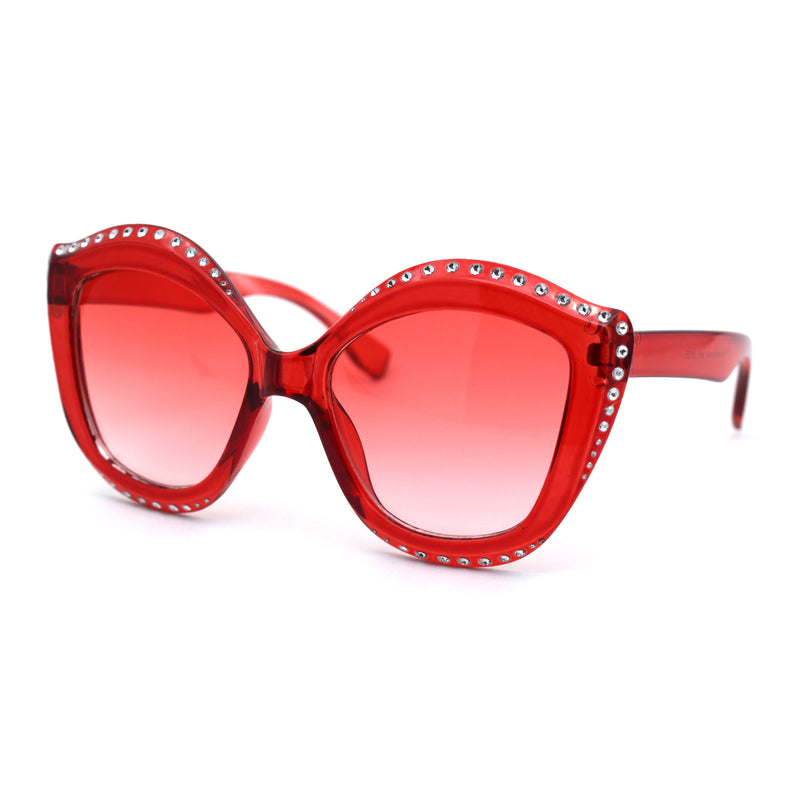 Kid Size Girls Bling Engrave Thick Plastic Butterfly Sunglasses