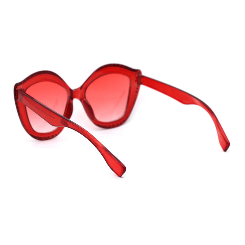 Kid Size Girls Bling Engrave Thick Plastic Butterfly Sunglasses