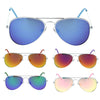 Child Size Reflective Color Mirror Silver Frame Cop Style Pilots Sunglasses