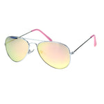 Child Size Reflective Color Mirror Silver Frame Cop Style Pilots Sunglasses